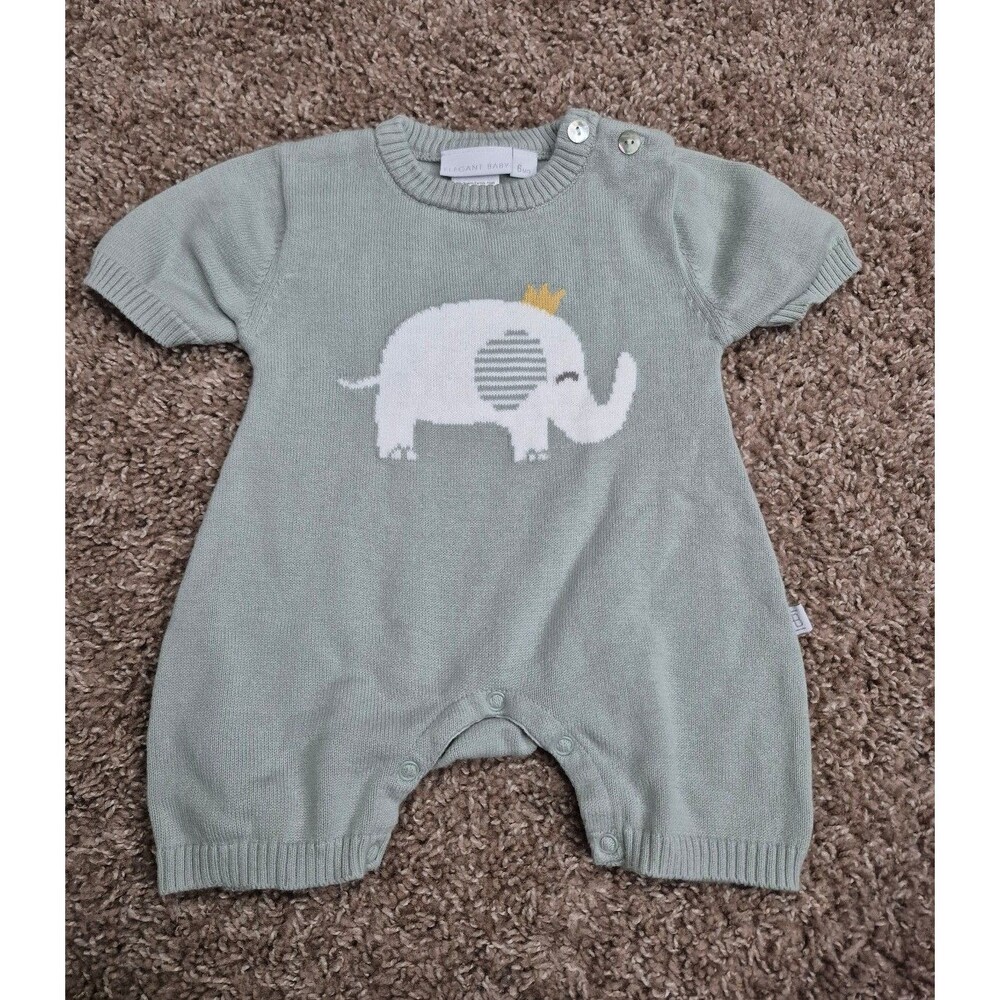 Elegant baby romper elephant one piece knit size 6 months